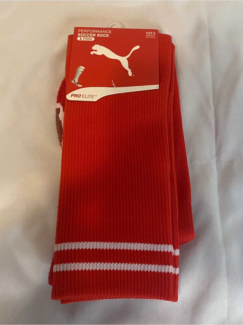 PUMA Pro Elite Performance Soccer Socks 1 Pair Red/White Striped Adult 3 NEW